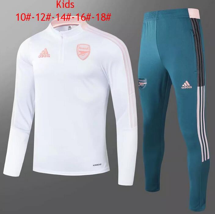 Kids Arsenal 2021/22 White Training Suit (Sweatshirt+Pants)